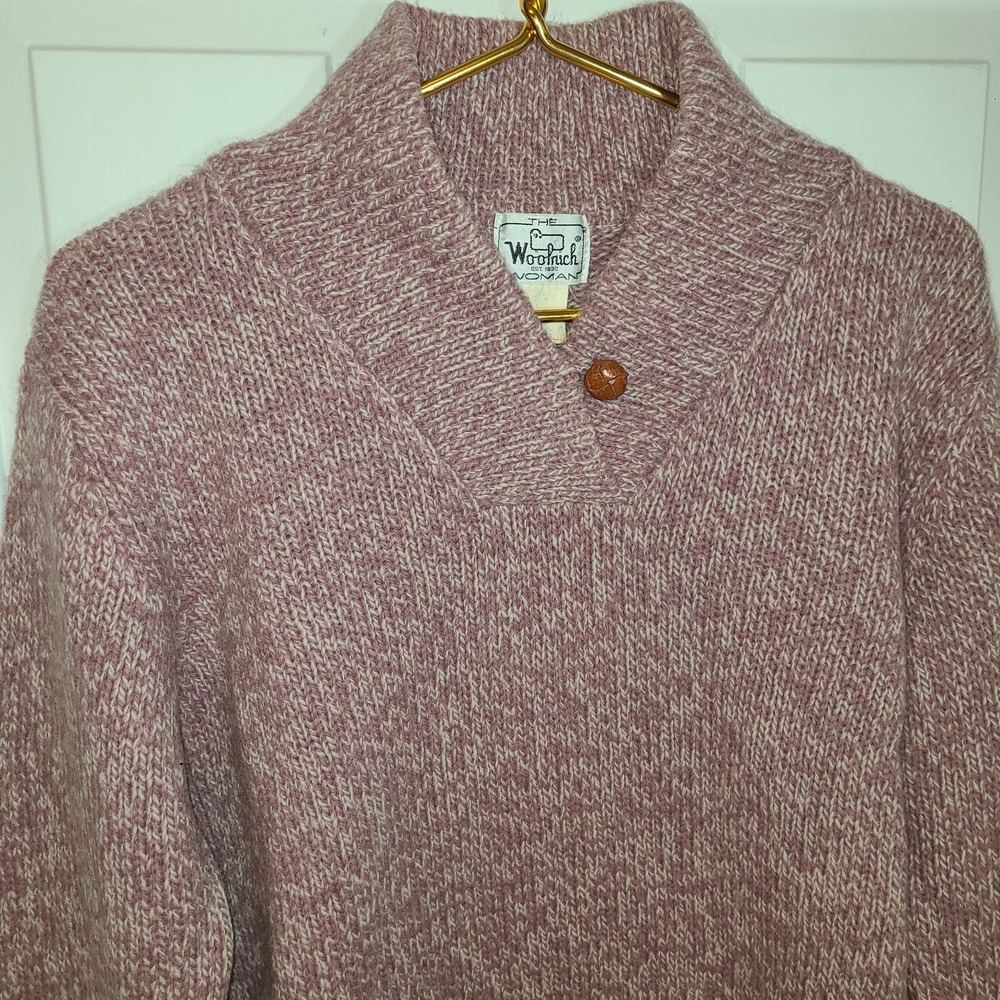 Vtg Woolrich Sweater Women Lg Rosebud Red Wool Blend Cowl Long Sleeve Pullover